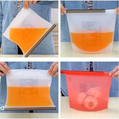 1000ml Kitchen Silicone Food Bag Fresh Sealed Bags Reusable Preservation Bags Airtight Seal Storage Container