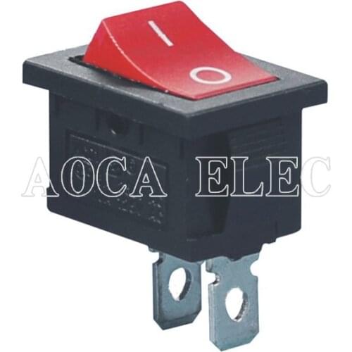 200PCS KCD1-101 Black 2Pins KCD1 SPST ON-OFF Plastic Rocker Switch 6A 250VAC With Mark