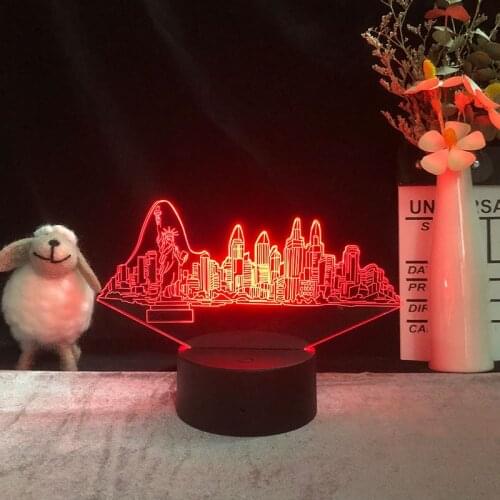 3D Statue of Liberty Lamp Illusion Led Night Light 7 Colors Changing Decor Lampl for Kids Illusion Bedside Lamp Gift for Kids