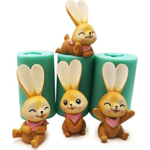 3D Easter Rabbit Bunny Silicone Mold Clay Soap Epoxy Mould Cake Chocolate Dessert Fondant Decorating Tools Baking Supplies