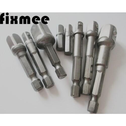 Fixmee 8 Pcs/set Socket Adapter Power Set Hex Shank to 1/4" 3/8" 1/2" Extension Drill Bits