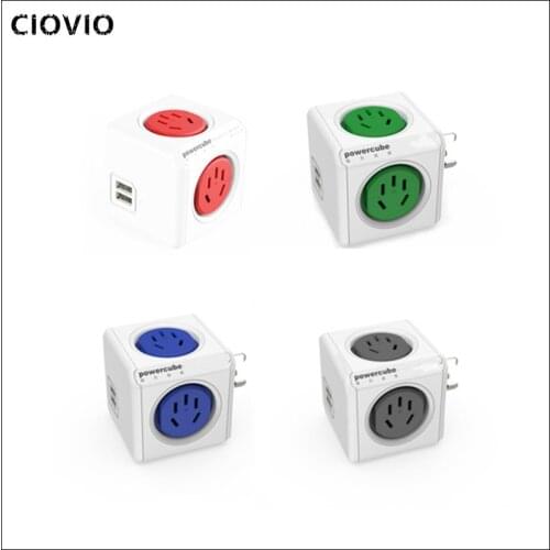 With 2USB Smart Home Power Cube Socket 4 Outlets Adapter Power Strip Multi Switched Sockets CIOVIO Smart Home Power Cube Socket