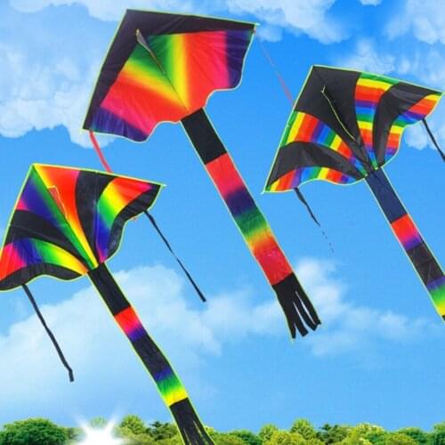 Large Colorful Rainbow Kite Delta Long Tail Nylon Outdoor Surf Kids Toys Flying Kid With Kite Kites Outdoor Line For Chi