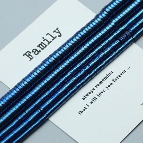 Royal blue COIN Spacer beads Flat Round Natural Stone Hematite Loose bead for Jewelry Making Bracelets DIY 3 4 6 8mm Accessories