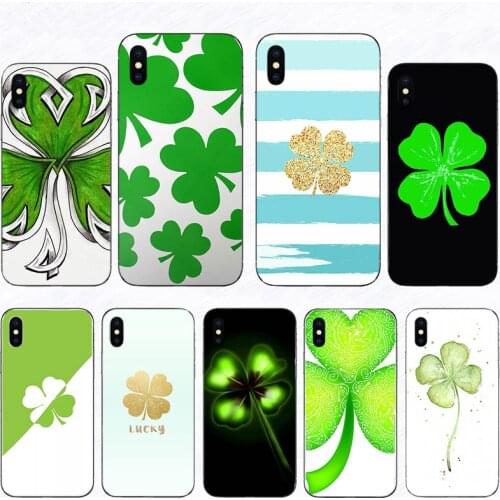 Cool Lucky four-leaf Clovers Phone Case For Iphone 11 Pro Max Xr Xs Max 6 6S 8 7 Plus 12 12Mini 5 5S SE2020 Soft Black TPU Cover
