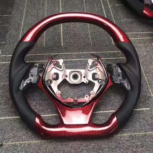 Cuatomized Real Gloss Carbon Fiber Sports Steering Wheel Alcantara Proforated Leather compatible for Toyota C-HR 2018-2020