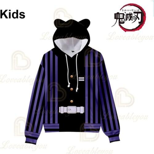Demon Slayer Children Cute Japen Anime 3D Hoodies Kimetsu no Yaiba Streetwear Men and Women Clothing Harajuku Sweatshirt Tops
