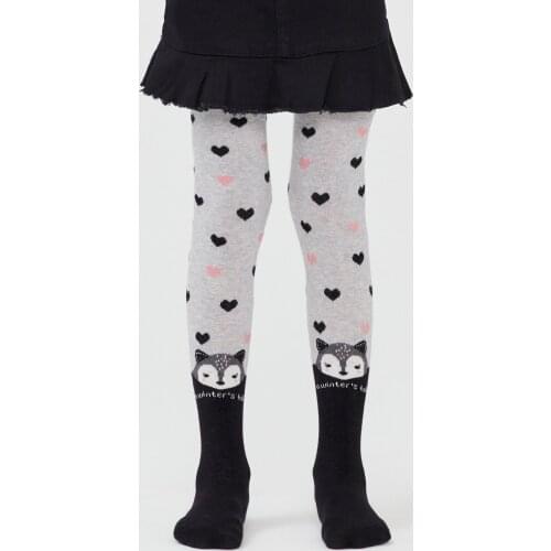 Female Child Outdoor Gray Pretty Heart Fox Pantyhose Socks 1638
