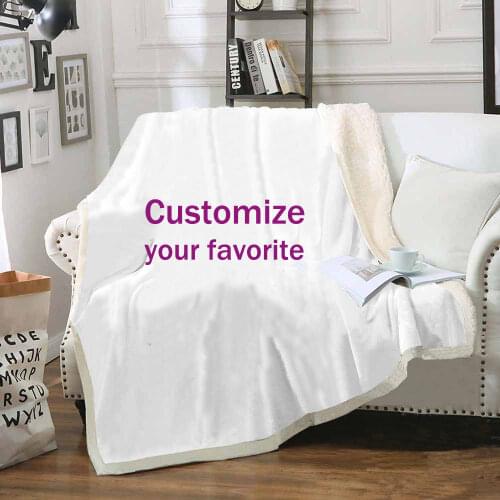 Custom Throw Blanket 3D Print Sofa Sherpa Blanket Couch Quilt Bedspread for Kids Adults Customized DIY Logo Plush Thin Quilt