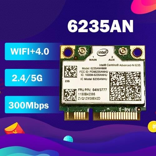 For intel Centrino Advanced-N 6235 6235AN 6235ANHMW FRU 04W3777 300Mbps Half Mini PCI-e Wireless bluetooth4.0 Card for IBM