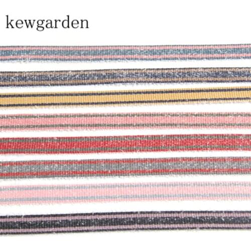 Kewgarden Handmade Tape Plush Stripe Hairy Edge Grosgrain Ribbon 10mm 1cm DIY Bow Earrings Satin Ribbons Packing Riband 5 Meter