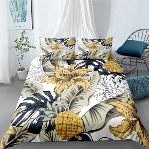Green Leaves Pattern Duvet Cover Set King Queen Full Twin Size Bedding Set Creative Printed Adult Comforter Covers Pillowcase