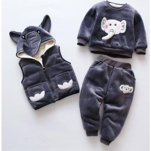 Toddler Girls Clothing Sets Baby Boys Girls Christmas Autumn Warm Vest +Sweatshirt + Pants 3Pcs Infant Kids Children Sports Suit