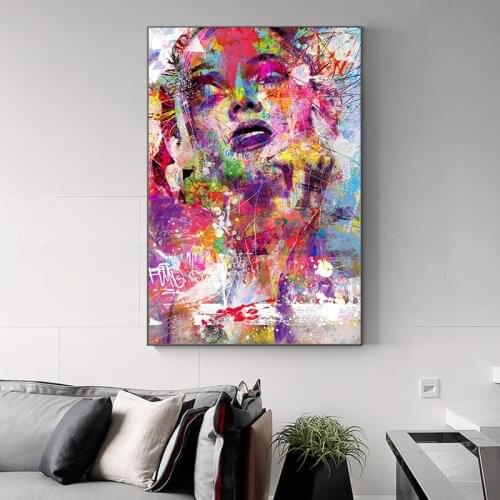 Graffiti Colorful Beautiful Women Posters and Prints Wall Art Canvas Painting Decorative Pictures for Living Room Home Decor