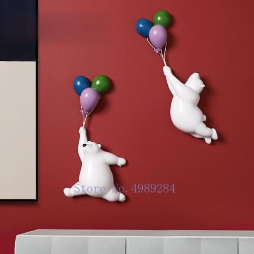 Creativity Resin Wall Decoration Balloon Bear Simulation Animal Cartoons Background Wall Childrens Room Modern Home Decoration