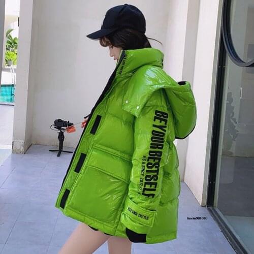Streetwear Winter Jacket Women 2020 White Duck Down Parkas Female Thicken Warm Coat Candy colors Glossy Snow Down Outwear YRF90