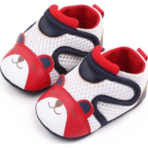 0-18M Summer Autumn Baby Boys Girls Mesh Splicing PU Casual Shoes Soft Sole Cartoon First Walking Shoes Toddler Infant Shoes