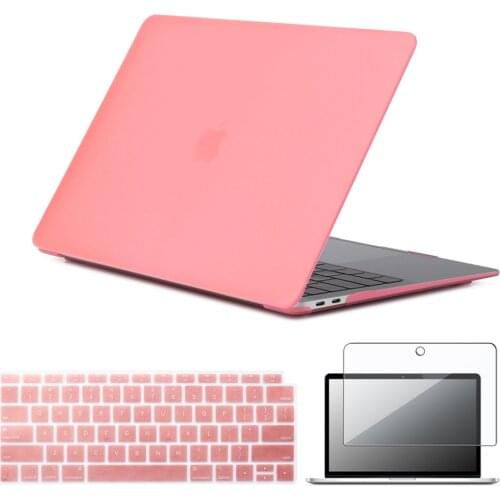 Matte Pink Laptop Case for Apple Macbook Air 11/13/MacBook Pro 13/15/Macbook 12 inch Protective Shell+US Keyboard Cover Film