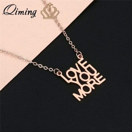 QIMING 2020 New I LOVE YOU MORE Letter Necklace Wedding Birde Engagement Statement Jewelry Womens Necklace Gift