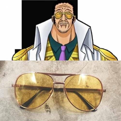 Anime One Piece Cos Borsalino Cosplay Glasses Man Woman Yellow Sunglasses Halloween Gift Eyewear Spectacles Vintage Eyeglass