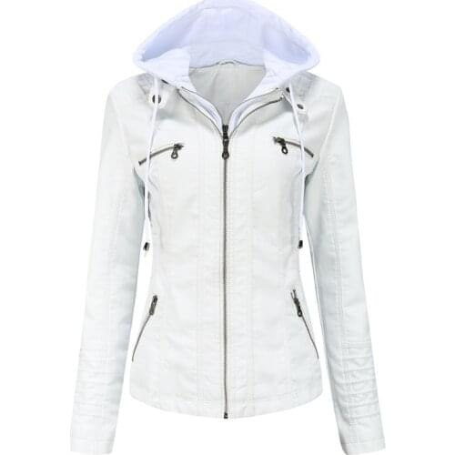 7XL Plus Size Pu Leather 2021 Spring Fashion Long Sleeve Detachable Hooded Jacket Zipper Solid Autumn Casual Slim Outerwear Coat