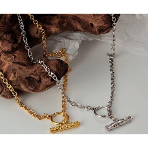 MLKENLY Punk 925 sterling silver OT buckle Necklace for Women Curb Cuban Link Chain Chokers Vintage jewelry