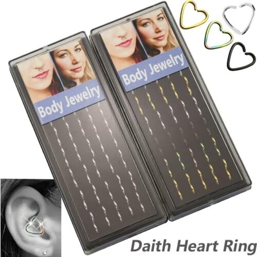 40 PCS Surgical Steel Heart Daith Ear Piercing Cartilage Rook Tragus Helix Captive Ring Earring Jewelry Stud 16g