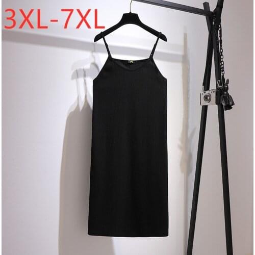 New ladies spring summer plus size tank basic dress for women large sleeveless loose black camisole dress 3XL 4XL 5XL 6XL 7XL