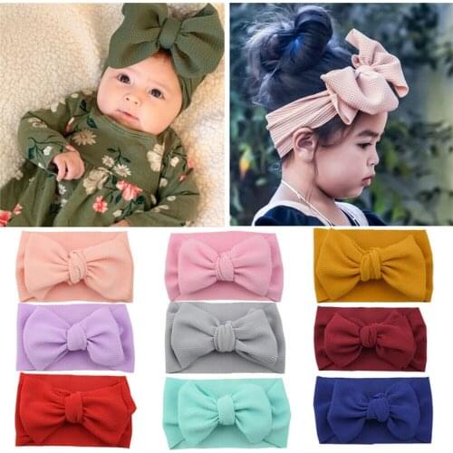 Baby Girl Headband Infant Hair Accessories Band Bows Newborn Headwear Solid Color Headwrap Hairband Gift Toddlers Clothes