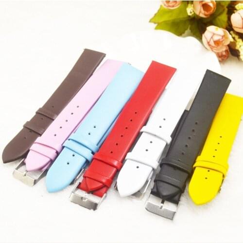 16 20MM Leather Watch Band Ladies Fashion Solid Color Watchband Universal Trendy Women Leather Watch Strap Accessories