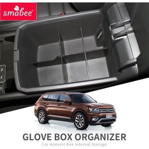 Smabee Car Armrest Box Interval Storage Box For VW Teramont Atlas 2017 2018 2019 For Volkswagen Accessories Tidying Storage Box