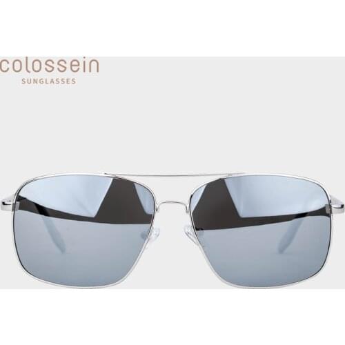 COLOSSEIN Sunglass Men Polarized Women Mirror Sunglasses Retro Square Metal Frame Eyewear Classic Vintage Polit Sun Glasses