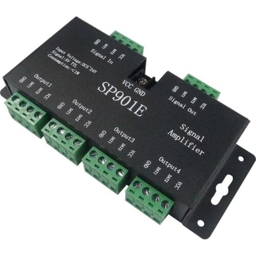SP901E LED Signal Amplifier SPI output signal 4 control group Amplifier for WS2811 SK6812 APA102 DMX512 STRIP MODULE