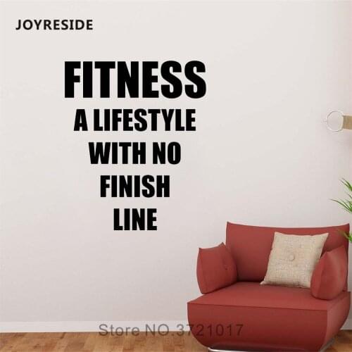JOYRESIDE Fitness A Lifestyle With No Finish Line Sticker Sport Decals Vinyl Gym Living room Interior Bedroom Home Mural A1349