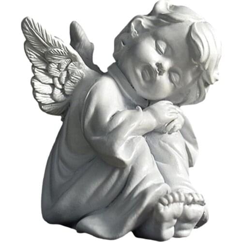 Angel Resin Garden Statue Figurine European Retro Flower Fairy Angel Sculpture Desktop Small Decals Home Decoration White