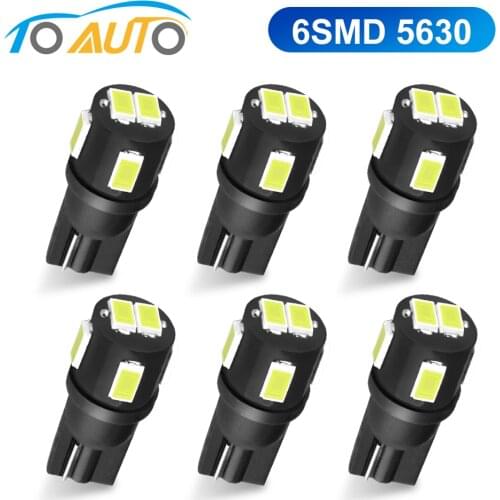 6pcs T10 W5W LED Bulbs 194 168 Super Bright Car Lights Interior License Plate Bulb Dome Light Reading Lamp White Auto 12V