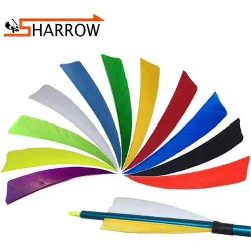 50pcs 4" Turkey Feather Shield-shape Arrow Feathers Natural Fletching Right Wing Vanes For Hunting Shooting Archery Accessories