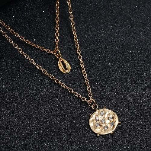 Vintage Simple Geometric Round Necklace Trendy Female Shell double layer Chorker Necklaces & Pendants Fashion Jewelry 2019 New