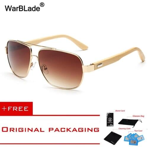 Vintage Pilot Wood Sunglasses Men Women UV400 Gradient Sun Glasses Driver Sport Eyewear Original Bamboo Sunglass Male WarBLade