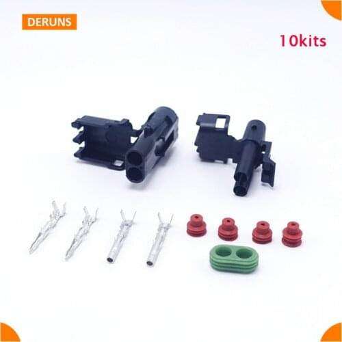 High Quality 10 Kits Brand New 2Pin Way Delphi Waterproof Auto Car Parts Sealed Electrical Wire Connector Plug Set