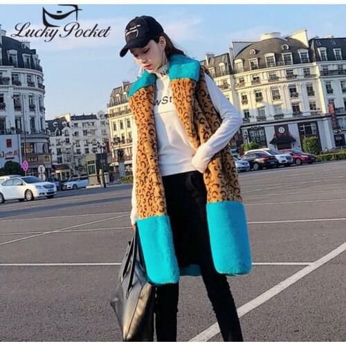 High quality Fur Vest coat Luxury Faux Warm Women Coat Vests Winter Fashion Leopard Print furs Womens Jacket Gilet Veste ZY17