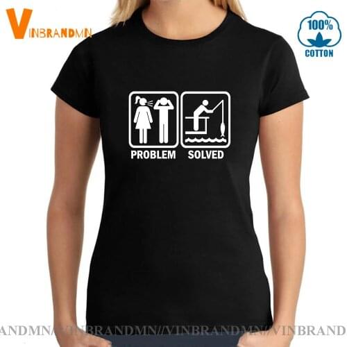 Funny divorce T-shirts husband wife family relation Short Sleeves tshirt Interesting design Problem solved fishing women tshirts