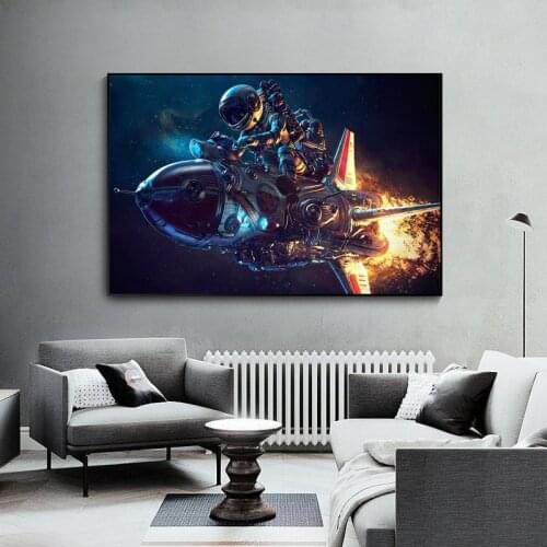 Funny Art Poster Spaceman Take Photos Home Decor Wall Art Prints Astronaut Pose Painting On Canvas Picture For Living Room
