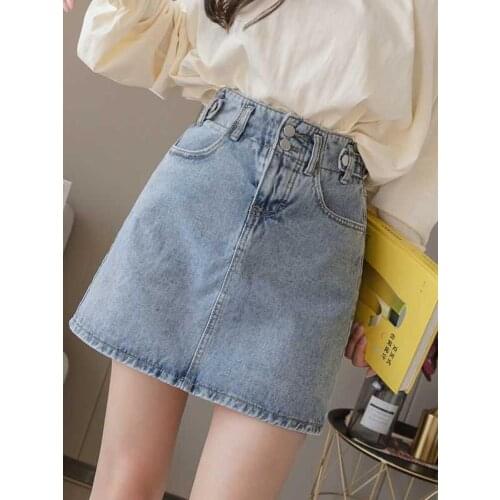 New 2020 Sexy Women Denim Mini Skirt Fashion Summer High Waist Korean Blue Package Hip Jeans Harajuku Plus Size
