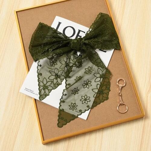 Women Floral Lace Silk Bandana Neckwear Embroidery Elegant Head Scarf Soft Small Neck Scarf Summer Decoration NEW