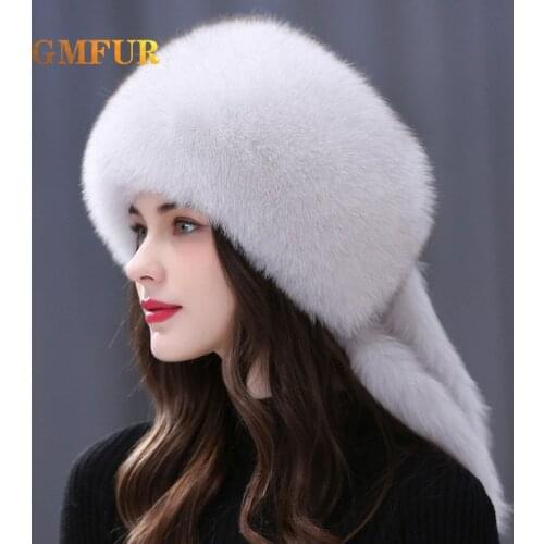 Women Winter Natural Real Fox Fur Hat Fashion Russian Thick Warm Mongolia Hat Luxury Keep Warm Bomber Ears Hats & Caps Men