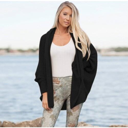 Women Autumn Bat Sleeve Knitted Sweater Cardigan Girl Cute Hollow Out Girl Clothes Streetwear Loose Tops Office Lady Sweaters