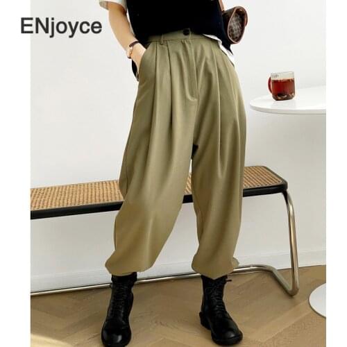 2021 Spring Straight Suit Pants Female High Waist Wide Leg Women Trousers Office Ladies Korean Stylish Clothing New Fashion