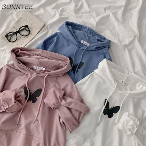 Women with Hat Hoodies Loose Casual Print Long Sleeve Simple Female Sweatshirts All-match Fashion Korean Style Autumn Chic Soft