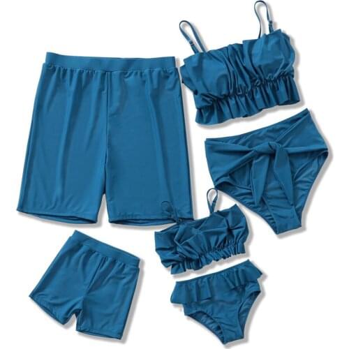 Women Girls Swimwear 2020 Swimsuit Bikini Sets Family Matching Outfits Suits Men Children Kids Boys Bathing Swimming Beachwear